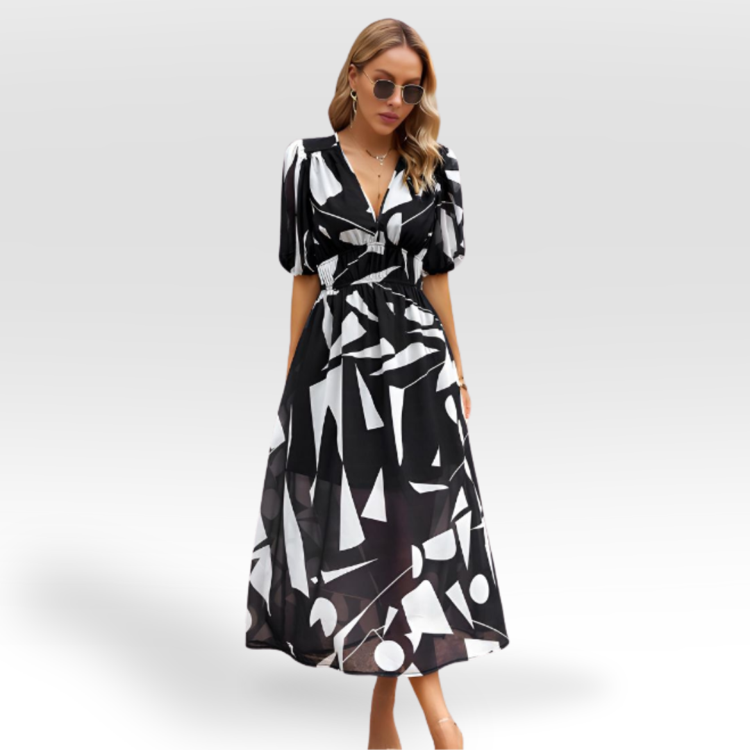 Chantal | Elegant V-neck Dress for a Enchanting Look