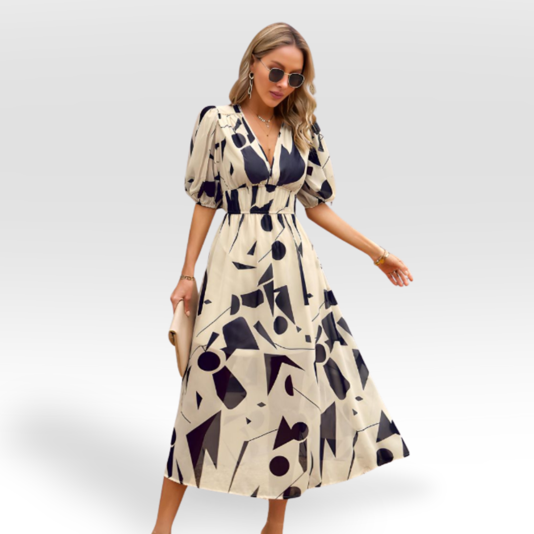 Chantal | Elegant V-neck Dress for a Enchanting Look