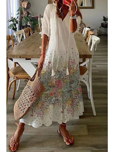 Valaire™ Women's Casual Floral Maxi Summer Dress, V-Neck, Sleeveless