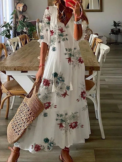 Valaire™ Women's Casual Floral Maxi Summer Dress, V-Neck, Sleeveless